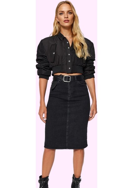 Kadın Denim Kalem Etek Yüksek Bel Midi Boy Casual Günlük Hafta Sonu Yaz Aylarının Vazgeçilmezi fiyatları