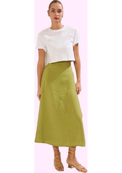 Kadın Maxi Boy A Line Dokuma Etek Lilyum Desenli Yazlık Günlük Hafta Sonu Kaliteli Malzeme