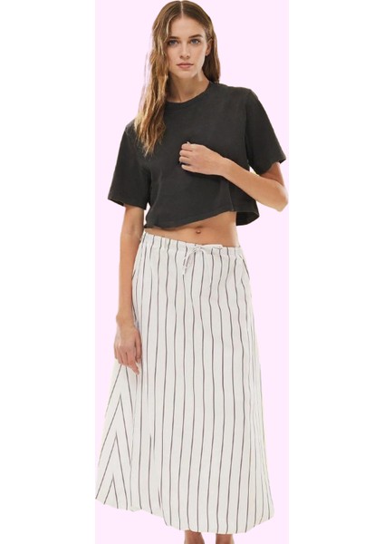 Kadın Çizgili Balon Maxi Etek Günlük Yaz Tarzu Kaliteli Malzeme Stilin Buluştuğu Yer