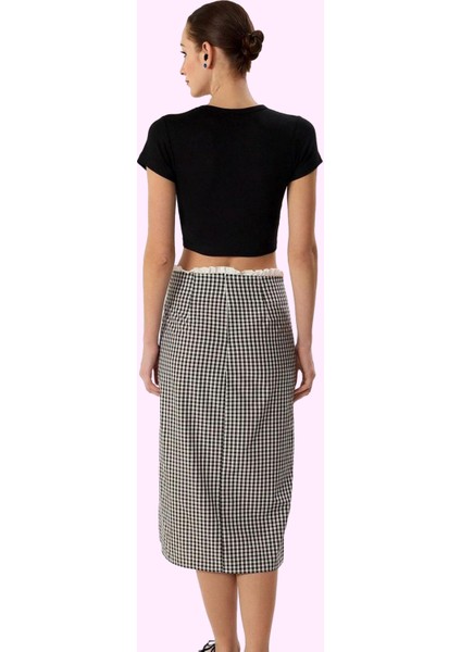 Kadın Midi Boy A Line Ekoseli Etek Terrycotton Kumaş Günlük Kullanım Yaz Aylarının Vazgeçilmezi modelleri