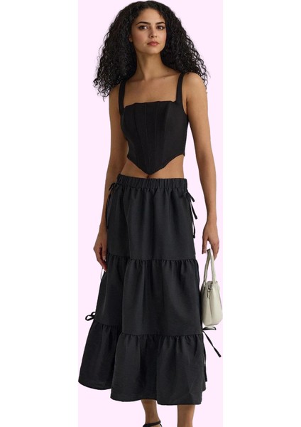 Kadın Maxi Boy A Line Paraşüt Dokuma Etek Günlük Şıklık Hafta Sonu Yaz Aylarının Vazgeçilmezi