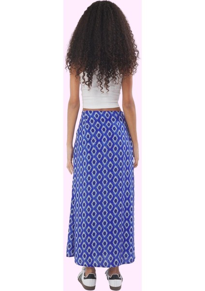 Kadın Çiçek Desenli Midi Etek Yırtmaçlı A Line Viskoz Yazlık Günlük Yaz Aylarının Vazgeçilmezi modelleri