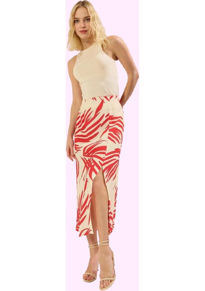 Kadın Midi Boy A Line Etnik Desenli Dokuma Etek Yaz Aylarının Vazgeçilmezi Günlük Kullanım