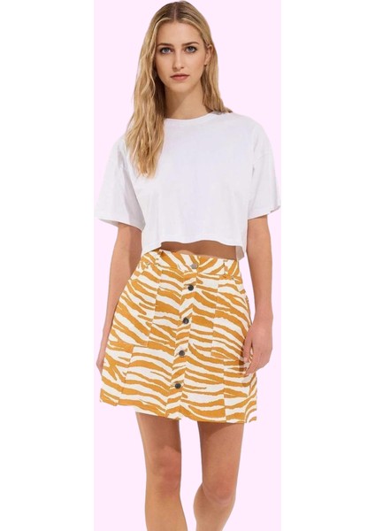Kadın Mini A Line Zebra Desenli Gabardin Etek Pamuk Yaz Aylarına Özel Stilin Buluştuğu Yer fiyatları
