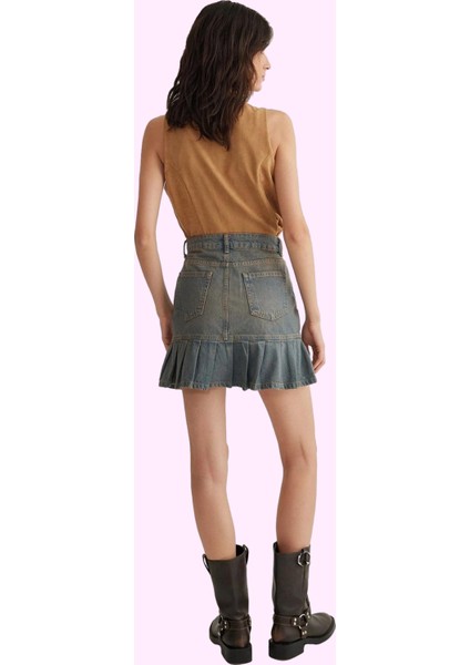 Kadın Denim Mini Etek Pileli Skater Pamuklu Günlük Stil Hafta Sonu Yaz Aylarının Vazgeçilmezi modelleri