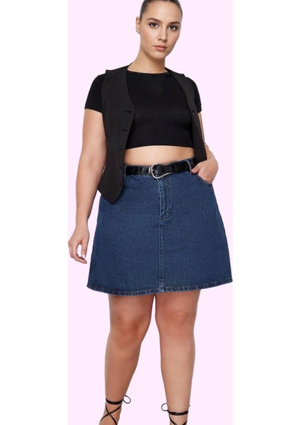 Kadın Yüksek Bel A Line Denim Etek Pamuklu Günlük Kombinler Için Yaz Aylarının Vazgeçilmezi