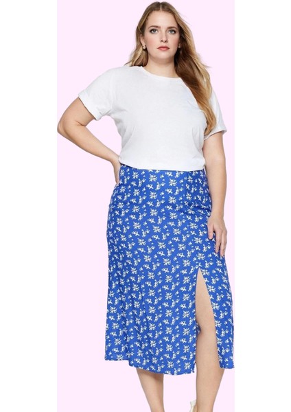 Kadın Midi Boy A Line Animal Desenli Etek Büyük Beden Viskoz Günlük Şıklık Kaliteli Malzeme