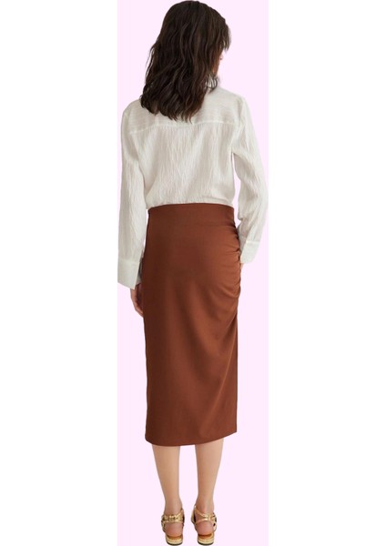 Kadın Kalem Fit Midi Dokuma Etek Yüksek Bel Yazlık Şık Günlük Kullanım Yaz Aylarının Vazgeçilmezi modelleri