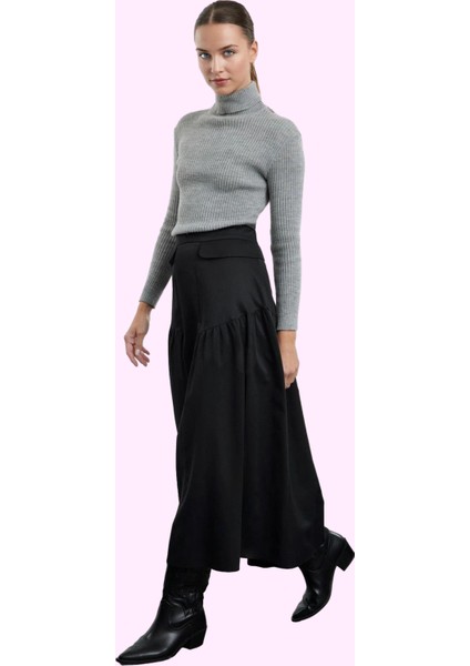 Kadın Maxi Kloş Etek Belde Büzgü Detaylı Düz Desenli Günlük Kullanım Yaz Aylarının Vazgeçilmezi fiyatları