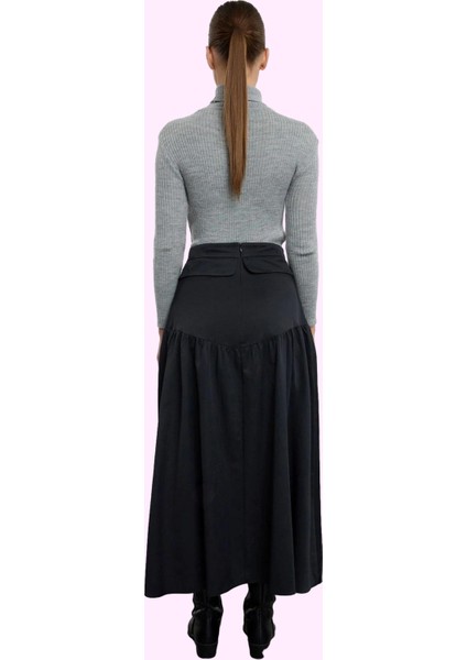 Kadın Maxi Kloş Etek Belde Büzgü Detaylı Düz Desenli Günlük Kullanım Yaz Aylarının Vazgeçilmezi modelleri