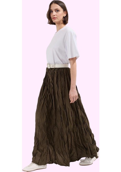 Kadın Maxi Etek Kırışık Dokuma Kumaş A Line Günlük Şık Tasarım Hafta Sonu Kaliteli Malzeme fiyatları