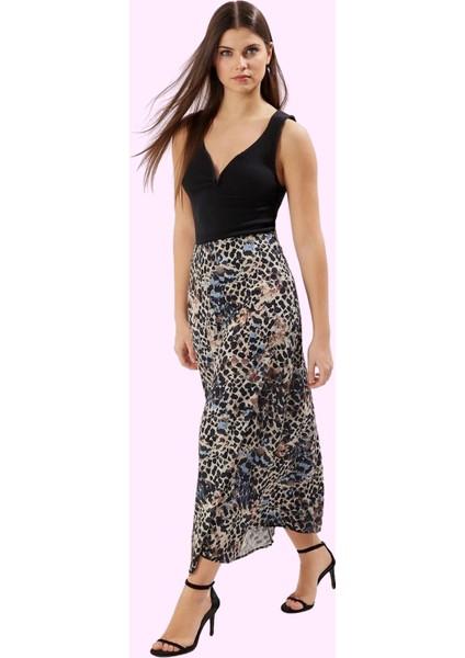 Kadın Midi Boy A Line Soyut Desenli Etek Viskoz Günlük Kombinler Yaz Aylarının Vazgeçilmezi fiyatları