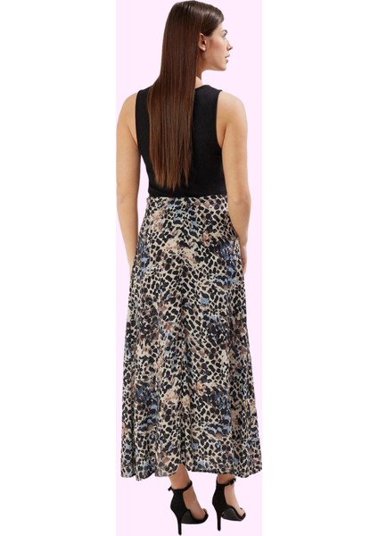 Kadın Midi Boy A Line Soyut Desenli Etek Viskoz Günlük Kombinler Yaz Aylarının Vazgeçilmezi modelleri