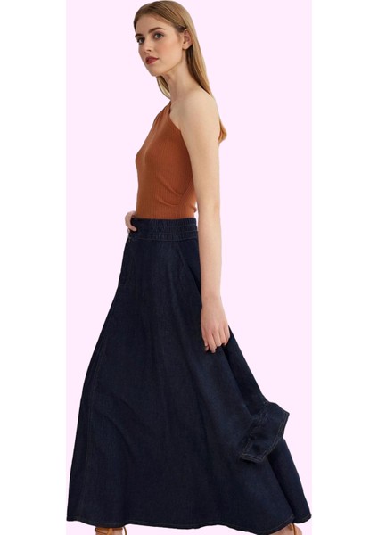 Kadın Maxi Denim Etek Balon Kalıp Yüksek Bel Pamuklu Günlük Şıklık Yaz Aylarının Vazgeçilmezi fiyatları