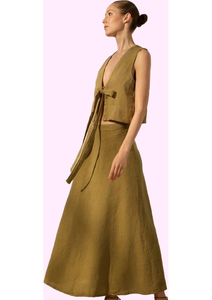 Kadın Midi Boy Volanlı Etek Keten Günlük Şıklık Kaliteli Malzeme Yaz Aylarının Vazgeçilmezi modelleri