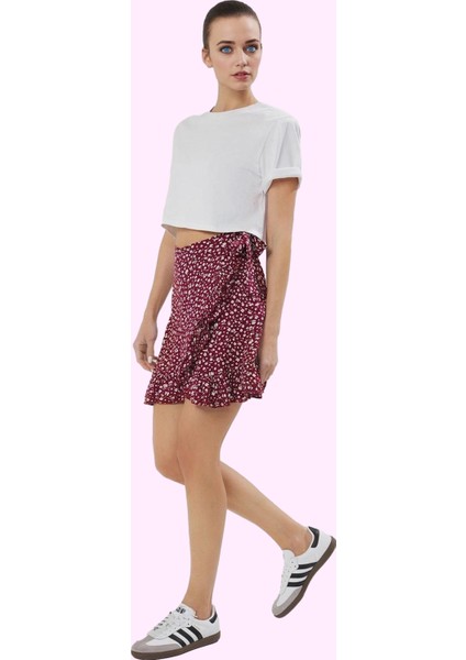 Kadın Çiçekli Desenli Mini Etek Sarong Siluet Yazlık Günlük Hafta Sonu Yaz Aylarının Vazgeçilmezi fiyatları