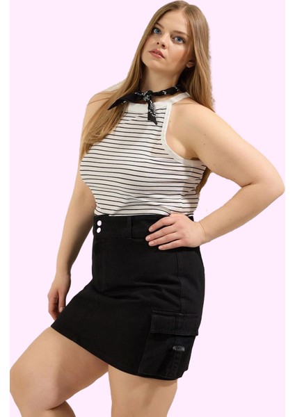 Kadın Denim Etek Yüksek Bel A Line Düz Desen Pamuklu Günlük Kombinler Yaz Aylarının Vazgeçilmezi