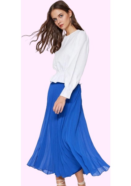 Kadın Maxi Kloş Pileli Etek Polyester Günlük Şıklık Özel Günler Yaz Aylarının Vazgeçilmezi