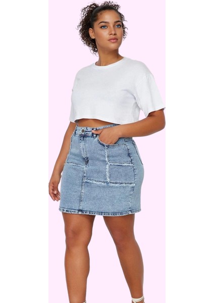 Kadın Yüksek Bel Mini Denim Etek Rahat Kesim Renk Günlük Kullanım Yaz Aylarının Vazgeçilmezi