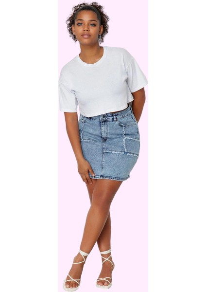 Kadın Yüksek Bel Mini Denim Etek Rahat Kesim Renk Günlük Kullanım Yaz Aylarının Vazgeçilmezi fiyatları