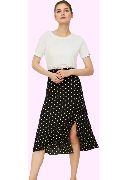 Kadın Yüksek Bel A Line Midi Etek Çiçekli Desenli Örme Kumaş Rahat Yaz Aylarının Vazgeçilmezi