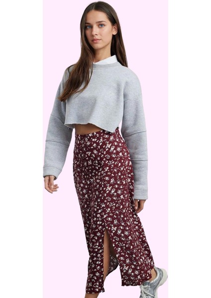 Kadın Çiçek Desenli Midi Etek Yüksek Bel A Line Kesim Viskoz Günlük Stil Dayanıklı Malzeme fiyatları