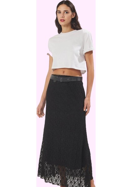 Kadın A Line Dantel Midi Etek Yüksek Bel Yaz Aylarının Vazgeçilmezi Günlük Kullanım Hafta Sonu