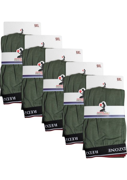 5 Adet Büyük Beden Redzone Likralı Boxer Haki