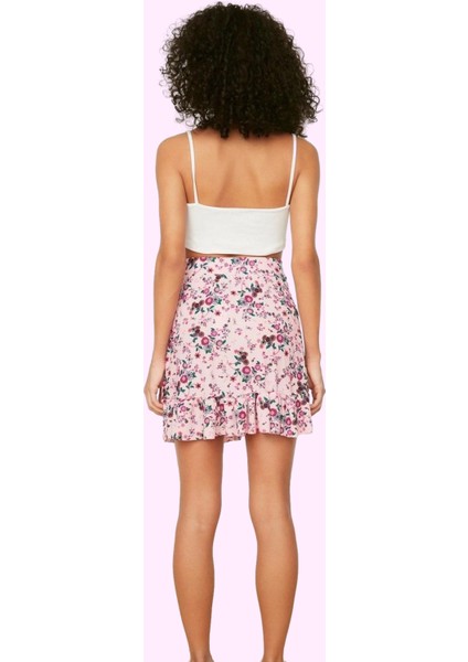 Kadın Mini Etek Çiçekli Desen Örme Kumaş Yüksek Bel Yazlık Günlük Kullanım Kaliteli Malzeme modelleri