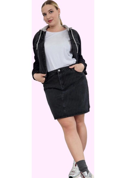 Kadın A Line Çizgili Denim Mini Etek Pamuk Rahat Günlük Kombinler Yaz Aylarının Vazgeçilmezi fiyatları