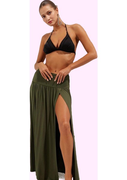 Kadın Maxi Örme Etek Yırtmaçlı Plaj Viskoz Yazlık Günlük Kullanım Yaz Aylarının Vazgeçilmezi