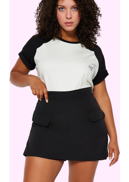 Kadın Büyük Beden Mini Etek Düz Günlük Casual Tarz Modern Tasarım Yaz Aylarının Vazgeçilmezi