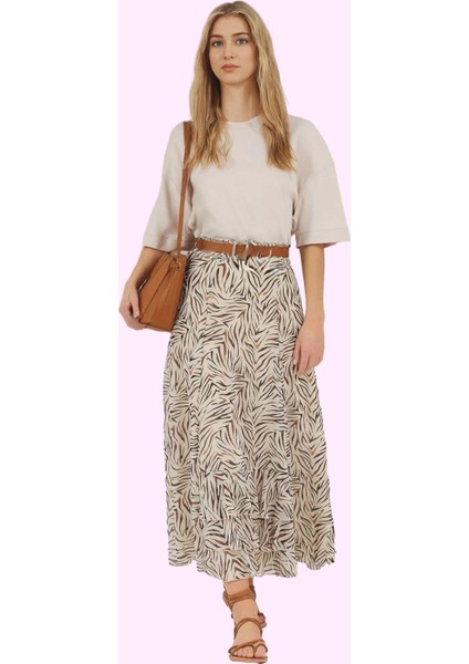 Kadın Rahat Kloş Maxi Etek Polyester Animal Desenli Tüm Sezonlar Yaz Aylarının Vazgeçilmezi fiyatları