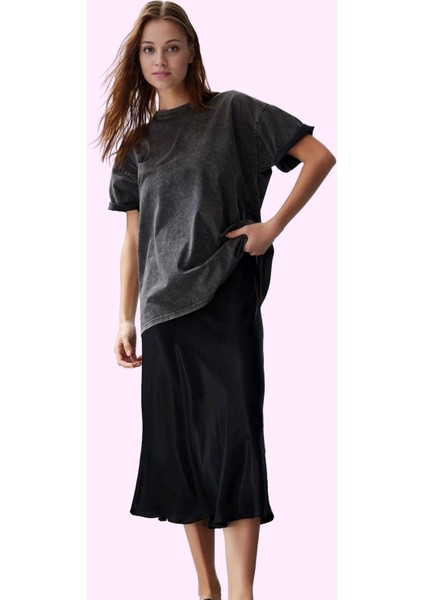 Kadın Düz Desenli Dokuma Midi Etek Rahat Günlük Kombinler Hafta Sonu Yaz Aylarının Vazgeçilmezi fiyatları