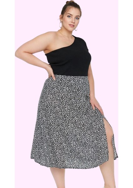 Kadın Animal Desenli Yüksek Bel Midi Etek Büyük Beden Rahat Günlük Yaz Aylarının Vazgeçilmezi fiyatları