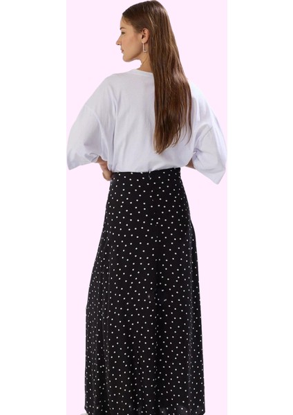 Kadın A Line Shally Dokuma Etek Puantiyeli Desen Yazlık Yüksek Bel Yaz Aylarının Vazgeçilmezi modelleri