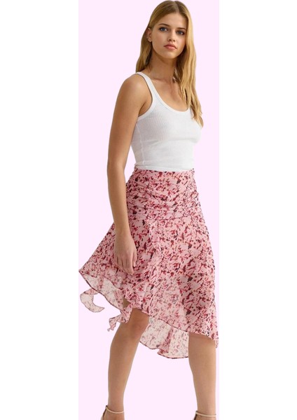 Kadın Şifon Midi Etek Çiçekli Desen Asimetrik Kesim Günlük Yaz Hafta Sonu Kaliteli Malzeme fiyatları