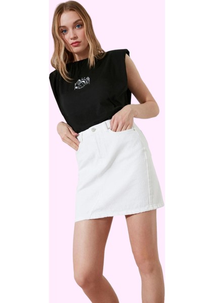 Kadın Denim Mini Etek Yüksek Bel A Line Kalıp Yaz Günlük Modern Tasarım Stilin Buluştuğu Yer