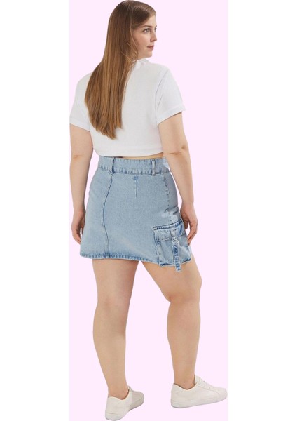 Kadın Pamuklu Denim Etek; Yüksek Bel Düz Desen Mini Boy Rahat Günlük Stil Kaliteli Malzeme modelleri