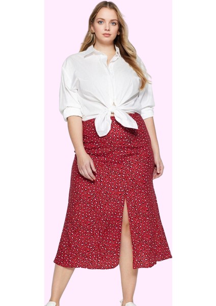 Kadın Büyük Beden Viskoz Dokuma Etek A Line Şıklığı Casual Tarzı Midi Boy Günlük Kombinler