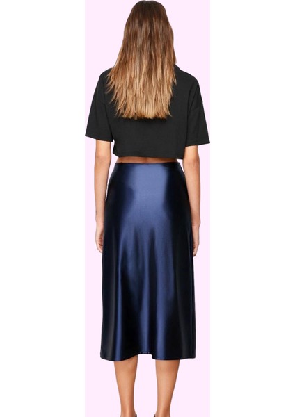 Kadın A Kesim Midi Etek; Saten Kumaş Beli Lastikli Günlük Şıklık Yaz Aylarının Vazgeçilmezi modelleri