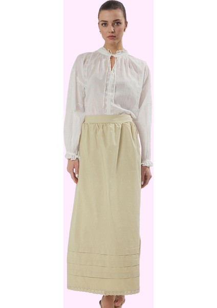 Kadın Pamuk Polyester Maxi Kloş Etek Dantel Detaylı Tüm Sezon Günlük Kullanım Modern Tasarım fiyatları