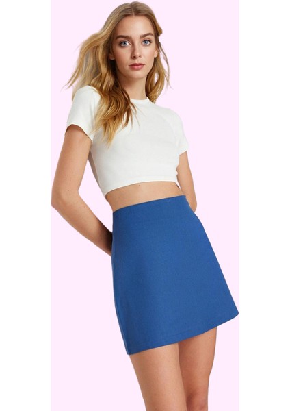 Kadın Mini Etek Yüksek Bel A Line Dokuma Gabardin Günlük Stil Hafta Sonu Dayanıklı Malzeme fiyatları