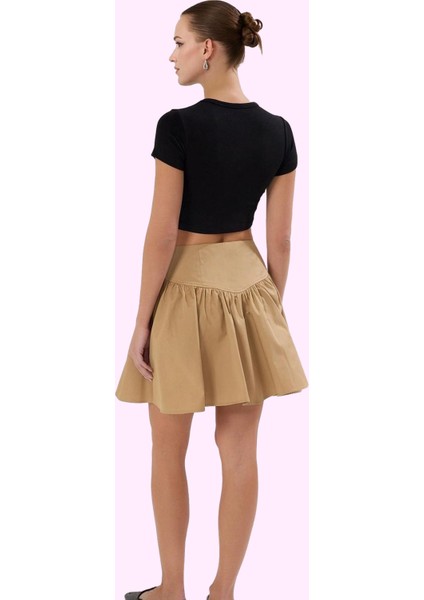 Kadın Gabardin Dokuma Kloş Mini Etek Yüksek Bel Rahat Günlük Hafta Sonu Yaz Aylarının Vazgeçilmezi modelleri