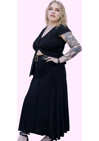 Büyük Beden Kadın Örme Midi Etek Günlük Casual Sandy Dokuma Hafta Sonu Yaz Aylarının Vazgeçilmezi