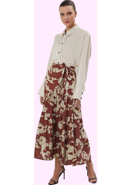 Kadın Etnik Desenli Shally Maxi Etek Rahat Günlük Kombinler Için Yaz Aylarının Vazgeçilmezi