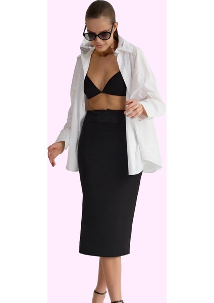 Kadın Midi Kalem Etek Korseli Detay Günlük ve Şık Kombinler Hafta Sonu Yaz Aylarının Vazgeçilmezi