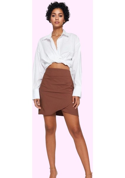 Kadın Kemerli Yüksek Bel Mini Etek Sarong Silüet Günlük Kombinler Yaz Aylarının Vazgeçilmezi