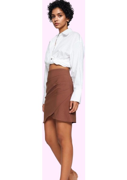 Kadın Kemerli Yüksek Bel Mini Etek Sarong Silüet Günlük Kombinler Yaz Aylarının Vazgeçilmezi fiyatları