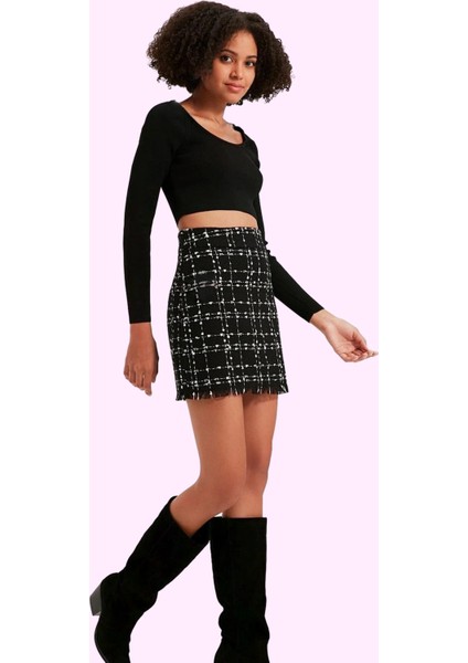 Kadın Mini Tüvit Etek Düz Desen Kemerli Yüksek Bel Kalem Iş Görüşmeleri Yaz Aylarının Vazgeçilmezi